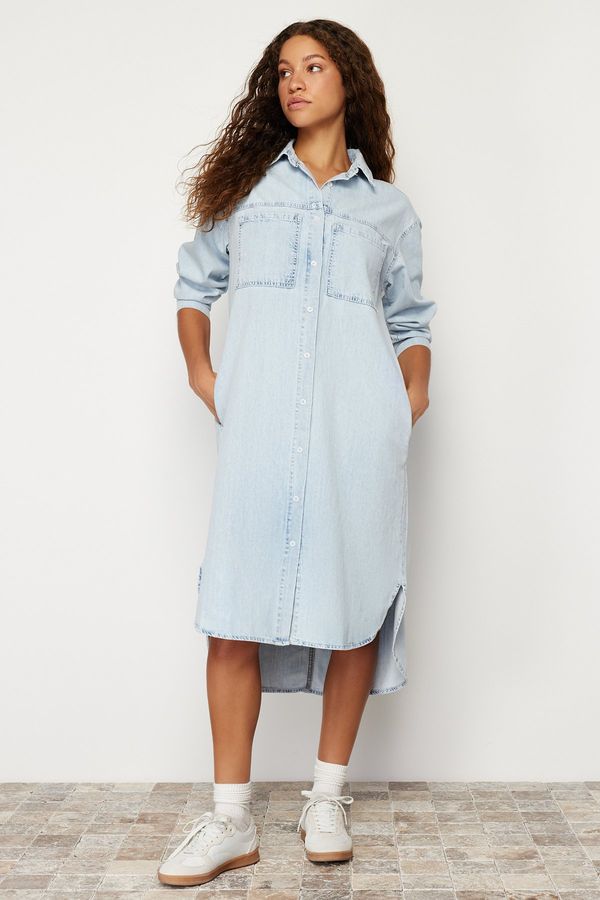 Trendyol Trendyol Blue Denim Maxi Shirt Dress