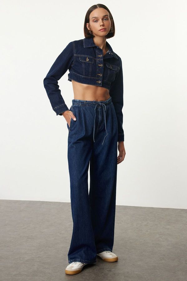 Trendyol Trendyol Blue Elastic Waist High Waist Wide Leg Jeans