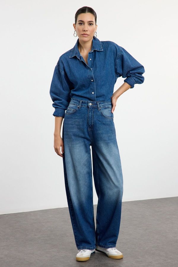 Trendyol Trendyol Blue High Waist Barrel Baggy Jeans