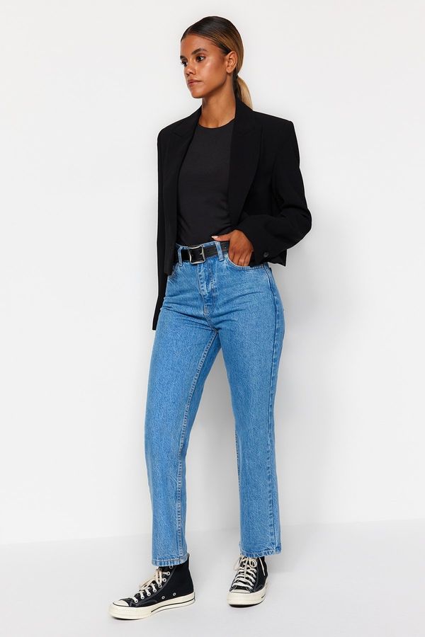 Trendyol Trendyol Blue High Waist Straight Jeans