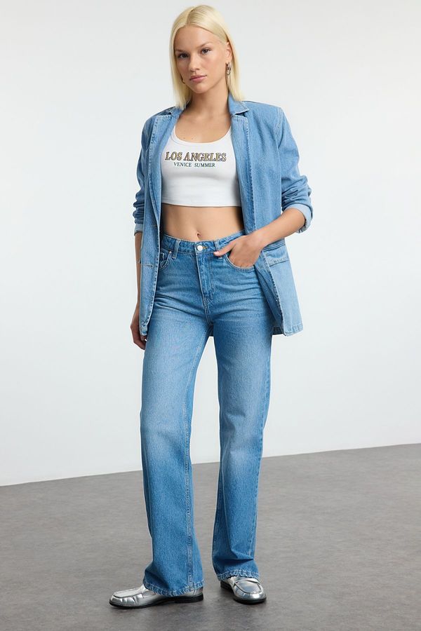 Trendyol Trendyol Blue High Waist Wide Leg Jeans