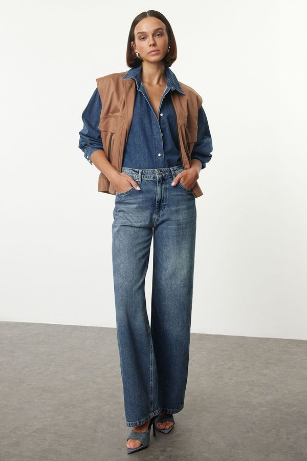 Trendyol Trendyol Blue High Waist Wide Leg Jeans