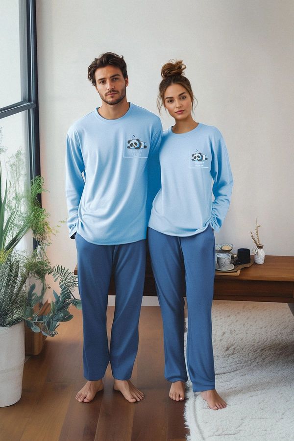 Trendyol Trendyol Blue - Indigo Men's Regular Fit Printed Pajama Set