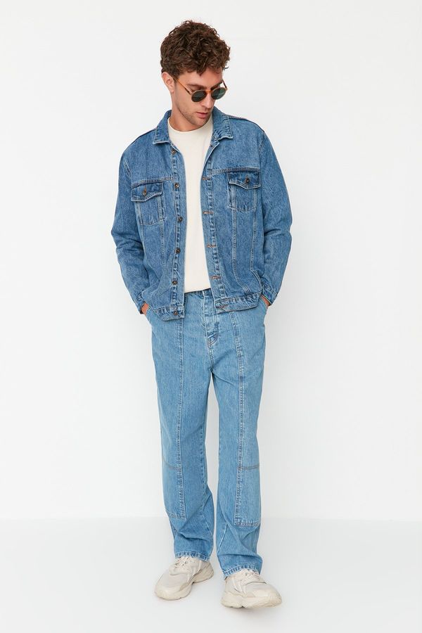 Trendyol Trendyol Blue Men's Wide Leg Fit Comfortable Cut Jeans Jeans Trousers