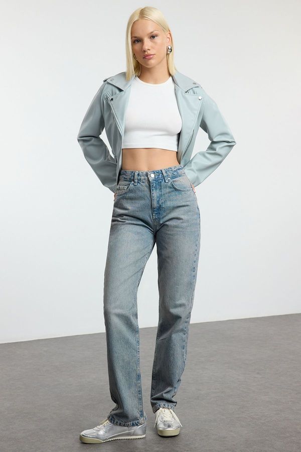 Trendyol Trendyol Blue More Sustainable High Waist Long Straight Jeans