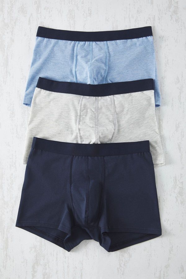 Trendyol Trendyol Blue-Navy Blue 3-Pack Basic Cotton Stretch Boxer