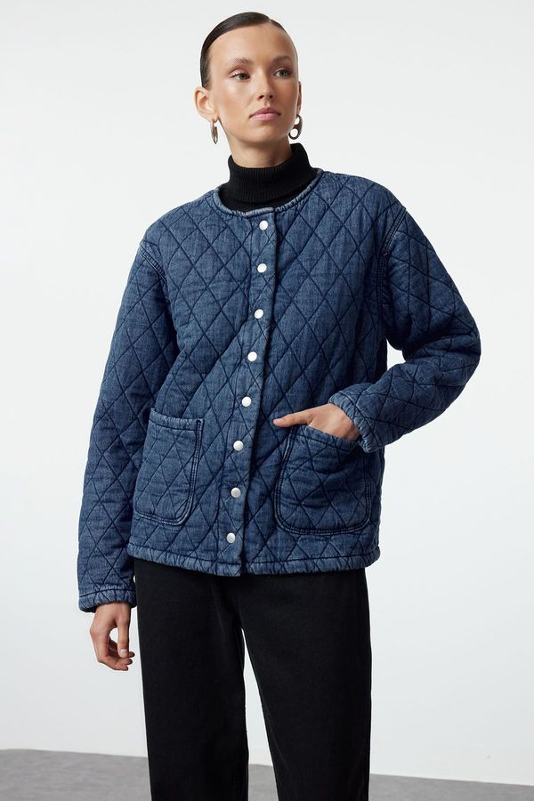 Trendyol Trendyol Blue Quilted Denim Jacket