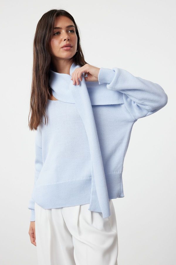 Trendyol Trendyol Blue Scarf Knitwear Sweater