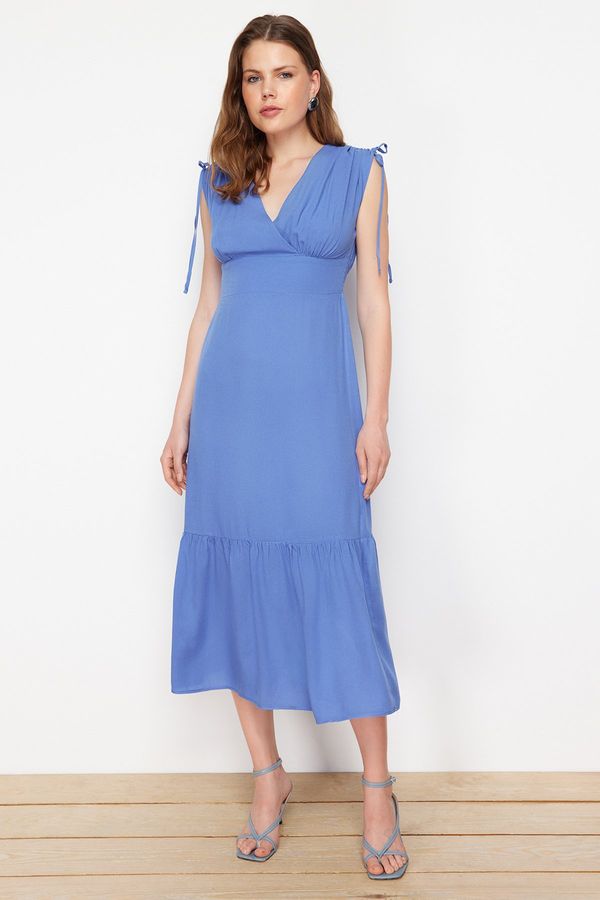 Trendyol Trendyol Blue Skirt Flounce Maxi Woven Dress