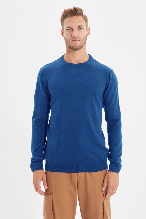 Trendyol Trendyol Blue Slim Crew Neck Plain Knitwear Sweater