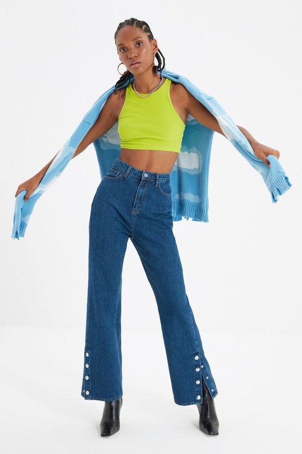 Trendyol Trendyol Blue Slit High Waist 90's Wide Leg Jeans