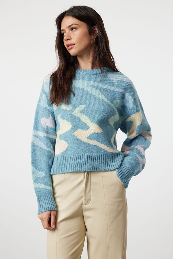 Trendyol Trendyol Blue Soft Textured Patterned Knitwear Sweater