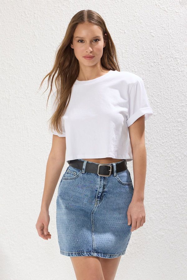 Trendyol Trendyol Blue Stone Mini Denim Skirt