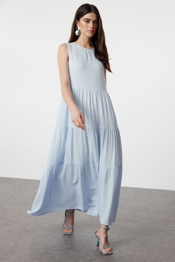 Trendyol Trendyol Blue Straight Cut Midi Sleeveless Woven Dress