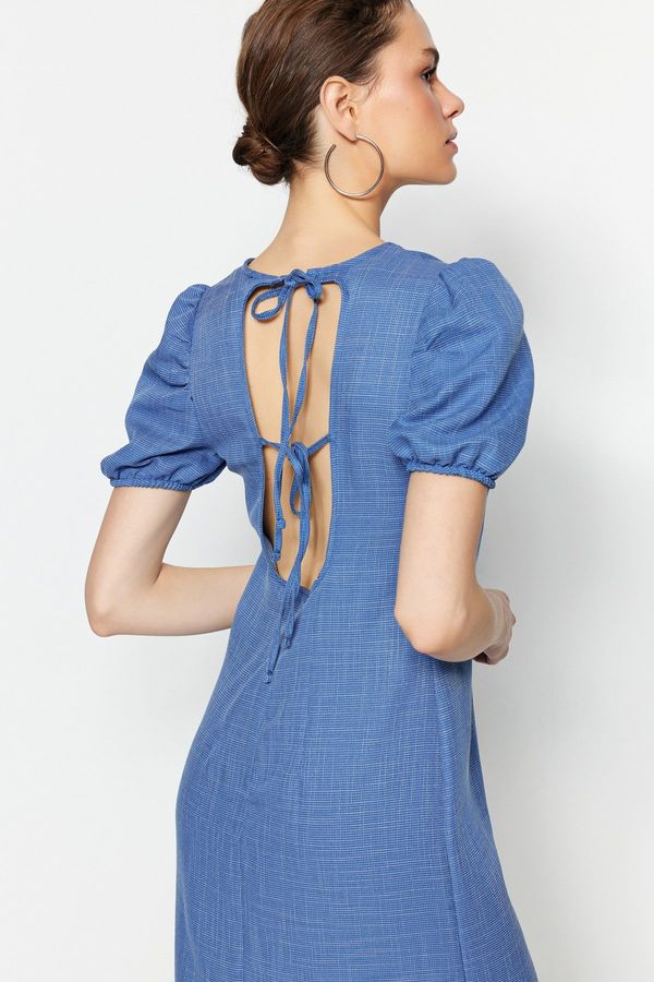 Trendyol Trendyol Blue Straight Cut Mini Woven Dress with Back Detail
