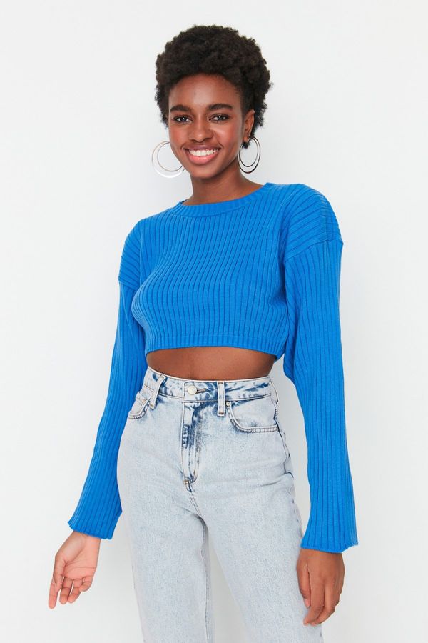 Trendyol Trendyol Blue Super Crop Basic Knitwear Sweater