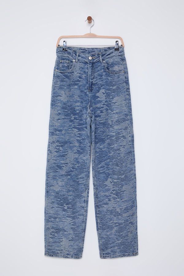 Trendyol Trendyol Blue Textured High Waist Baggy Jeans