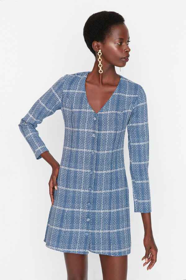 Trendyol Trendyol Blue Tweed Jacket Woven Dress