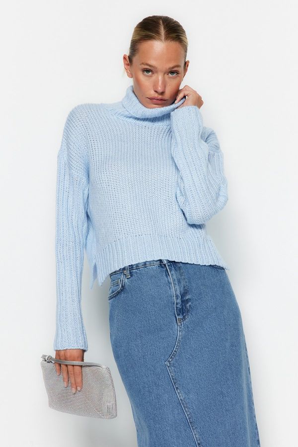 Trendyol Trendyol Blue Wide Fit Soft Textured Knitwear Sweater