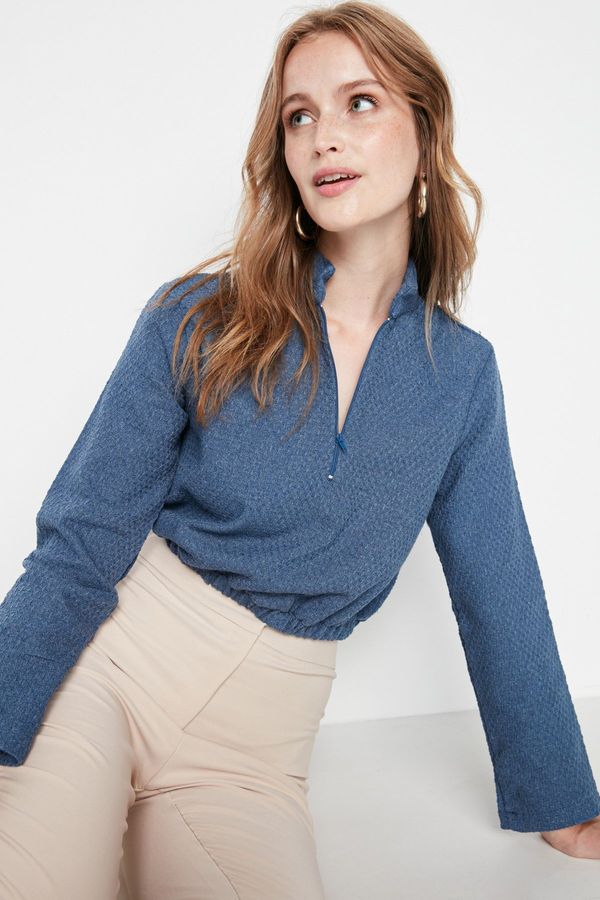 Trendyol Trendyol Blue Woven Stand Up Blouse