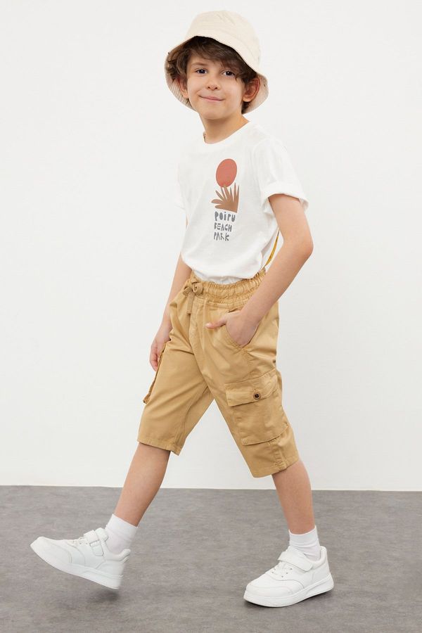 Trendyol Trendyol Boy's Beige Pocket Elastic Waist Woven Shorts