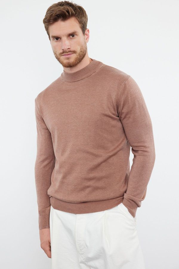 Trendyol Trendyol Brick Slim Cotton Half Turtleneck Plain Knitwear Sweater