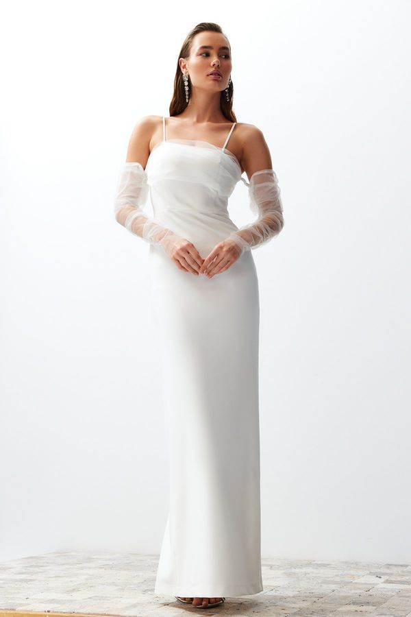 Trendyol Trendyol Bridal White Body-fitting Lined Woven Wedding/Marriage Long Elegant Evening Dress