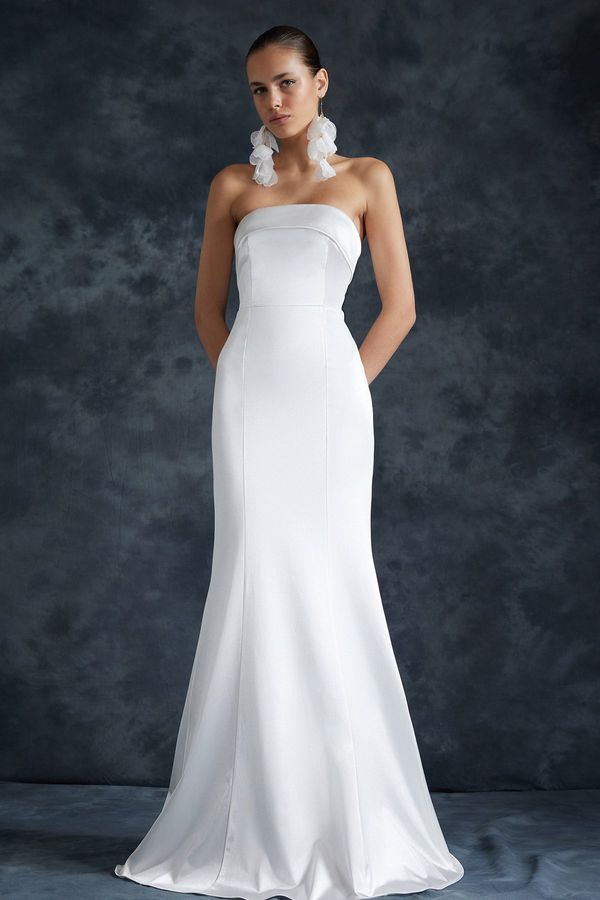 Trendyol Trendyol Bridal White Fish Knitted Long Wedding/Wedding Evening Dress