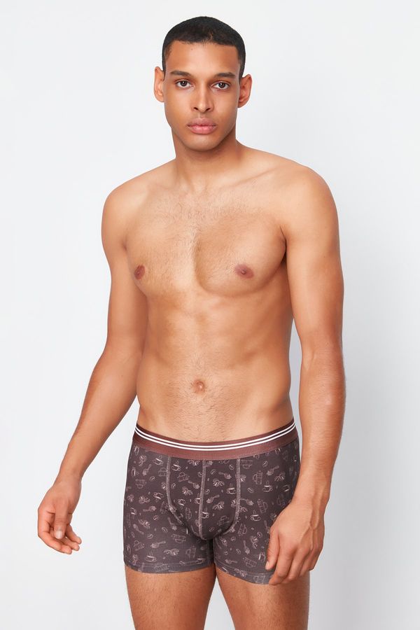 Trendyol Trendyol Brown 5-Pack Minimal Printed Cotton Boxers