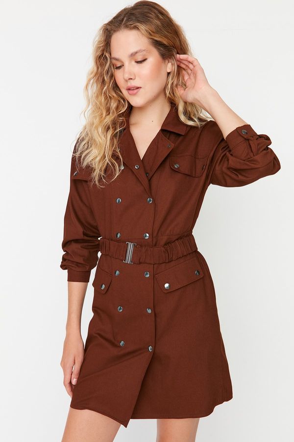 Trendyol Trendyol Brown Belted Mini Woven Dress