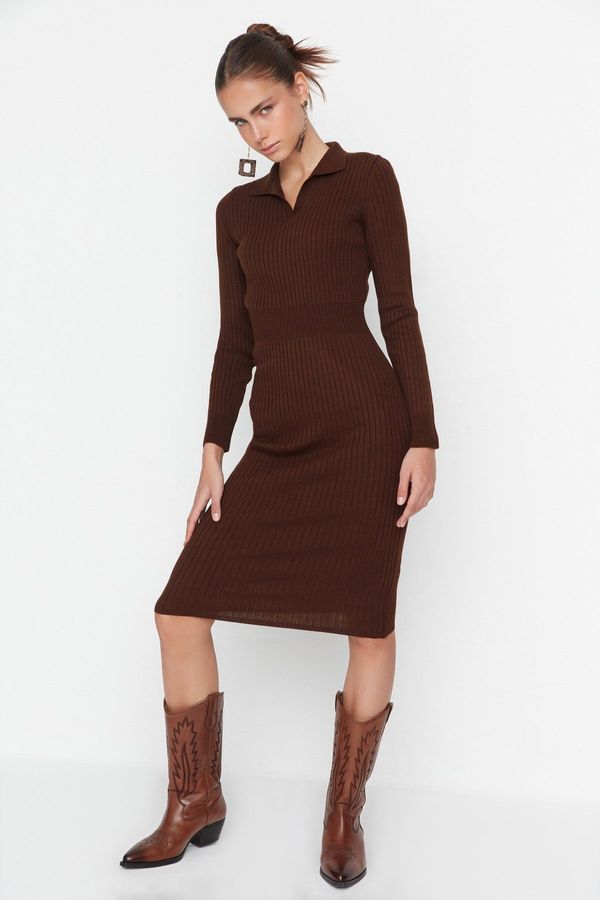 Trendyol Trendyol Brown Brown Midi Knitwear Polo Neck Dress