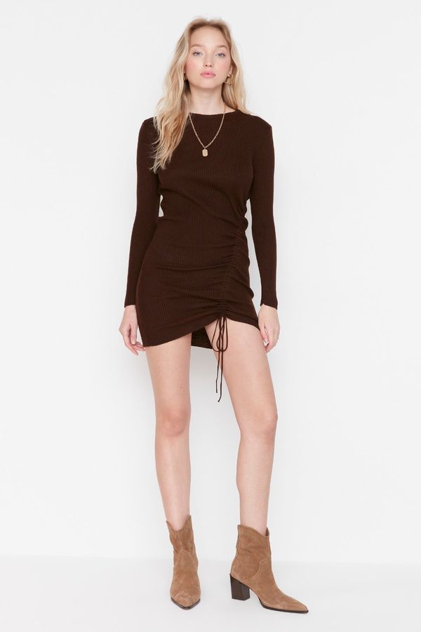 Trendyol Trendyol Brown Brown Mini Knitwear Crew Neck Dress