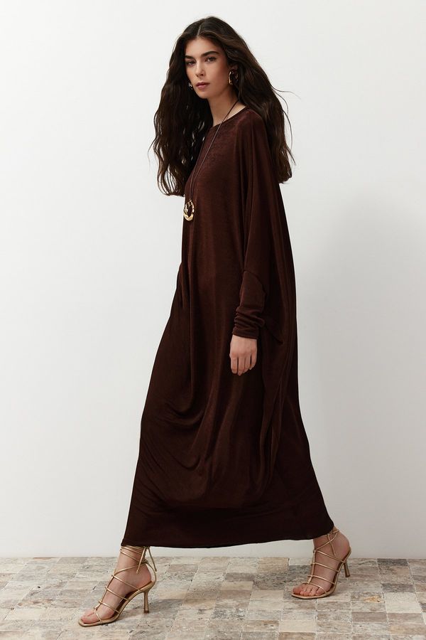 Trendyol Trendyol Brown Elegant Knitted Kaftan Dress
