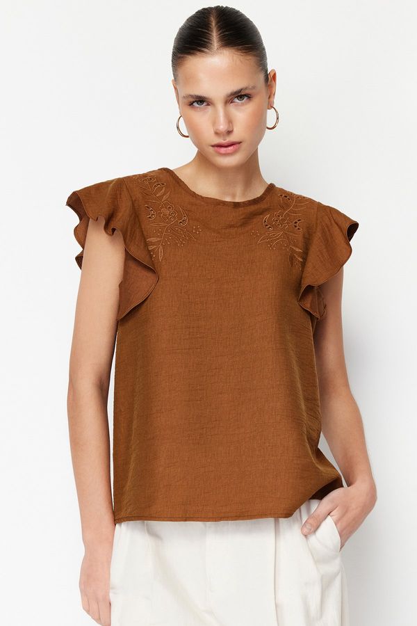 Trendyol Trendyol Brown Lace Woven Blouse