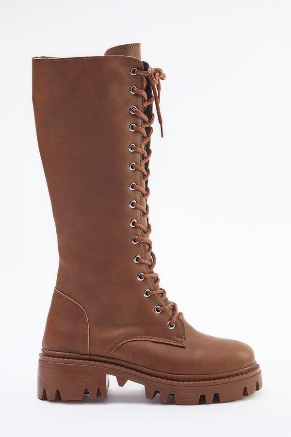 Trendyol Trendyol Brown Laced Thick Sole Women's Boots