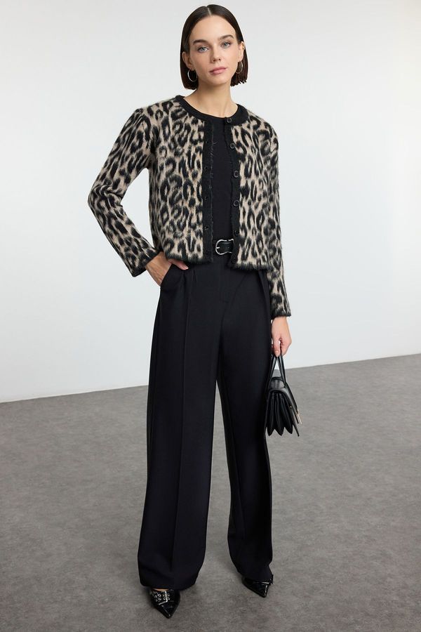 Trendyol Trendyol Brown Leopard Patterned Knitted Cardigan