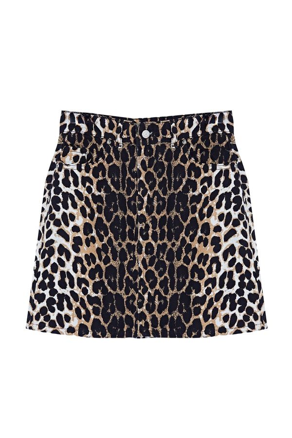 Trendyol Trendyol Brown Leopard Patterned Woven Mini Skirt