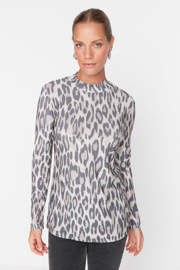 Trendyol Trendyol Brown Leopard Print Knitted Body Tunic