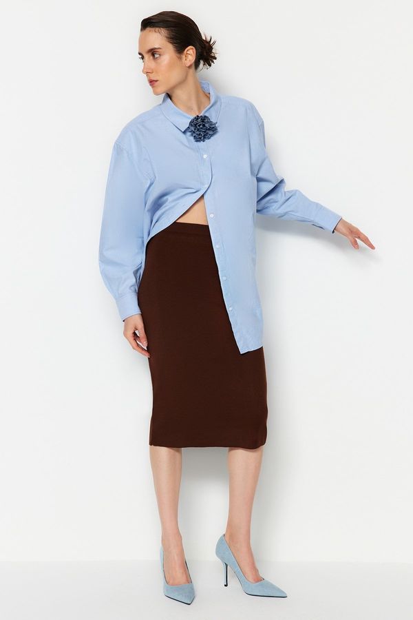 Trendyol Trendyol Brown Midi Pencil Knitwear Skirt