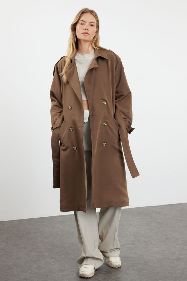 Trendyol Trendyol Brown Oversize Belted Trench Coat