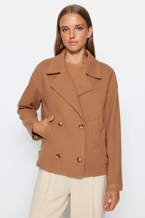 Trendyol Trendyol Brown Oversize Wide Cut Stamped Coat