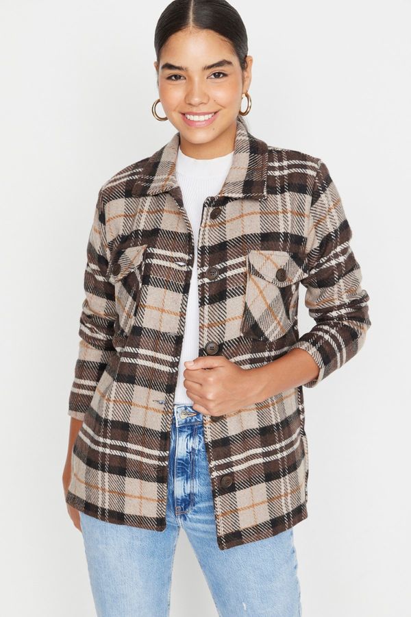 Trendyol Trendyol Brown Plaid Cachet Coat