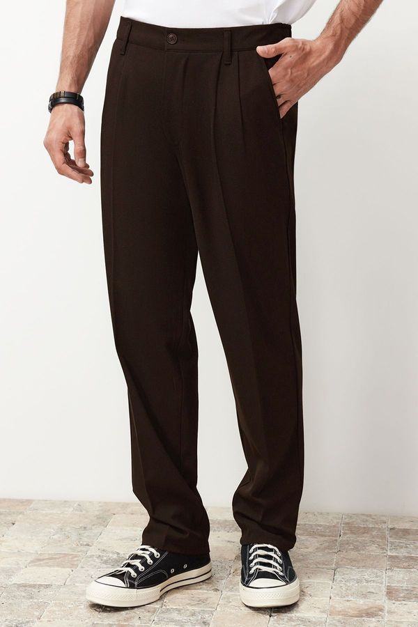 Trendyol Trendyol Brown Pleated Classic Baggy Fit Fabric Trousers