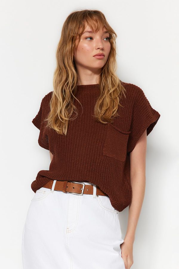 Trendyol Trendyol Brown Pocket Detailed Knitwear Sweater