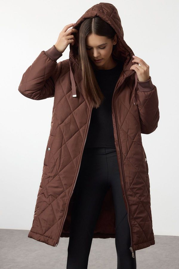 Trendyol Trendyol Brown Regular Fit Hooded Quilted Coat