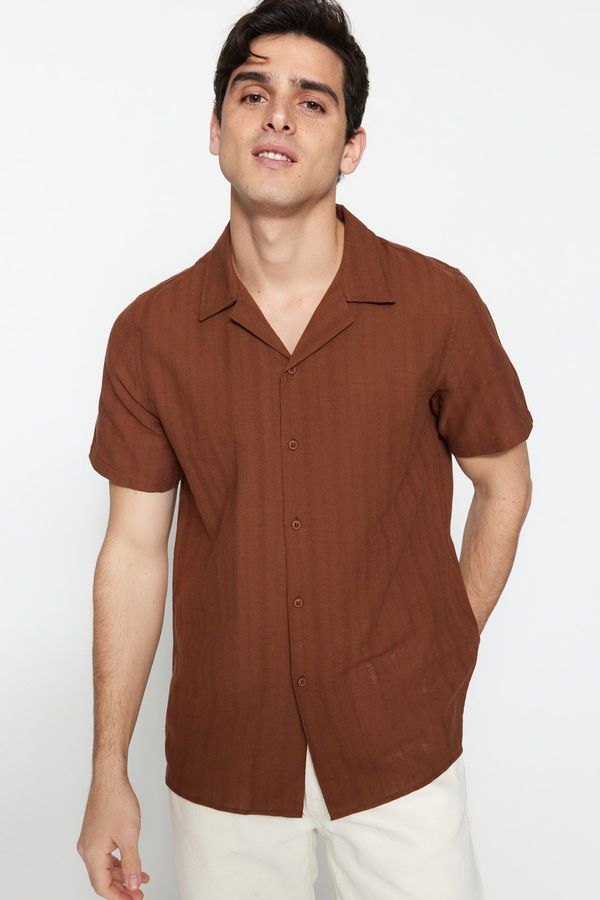 Trendyol Trendyol Brown Regular Fit Linen Look Shirt