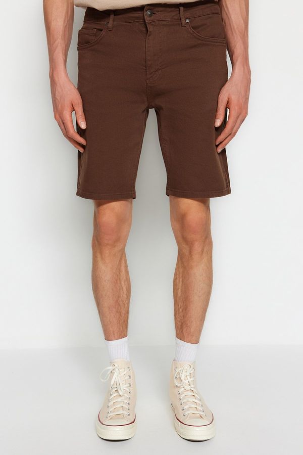 Trendyol Trendyol Brown Regular Fit Stretch Fabric Denim Denim Shorts & Bermuda