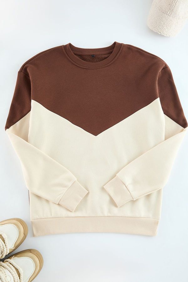 Trendyol Trendyol Brown Regular/Normal Cut Fleece Inside/Warm Sweatshirt