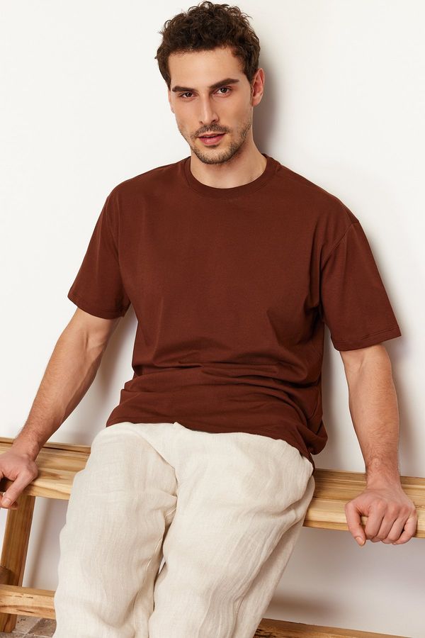 Trendyol Trendyol Brown Relaxed Basic 100% Cotton T-Shirt