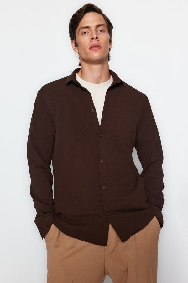 Trendyol Trendyol Brown Slim Fit Knitted Shirt
